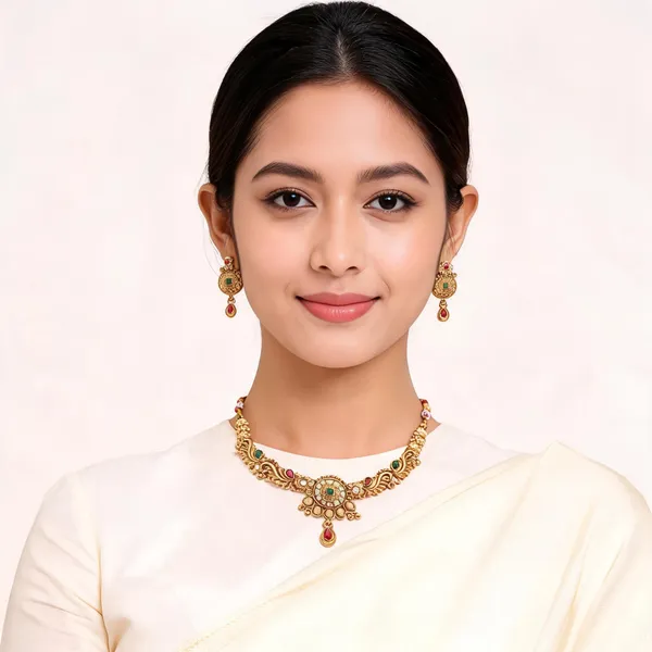 Gold_Brass_Multicolor_Stone_Temple_Necklace_Set_For_Women