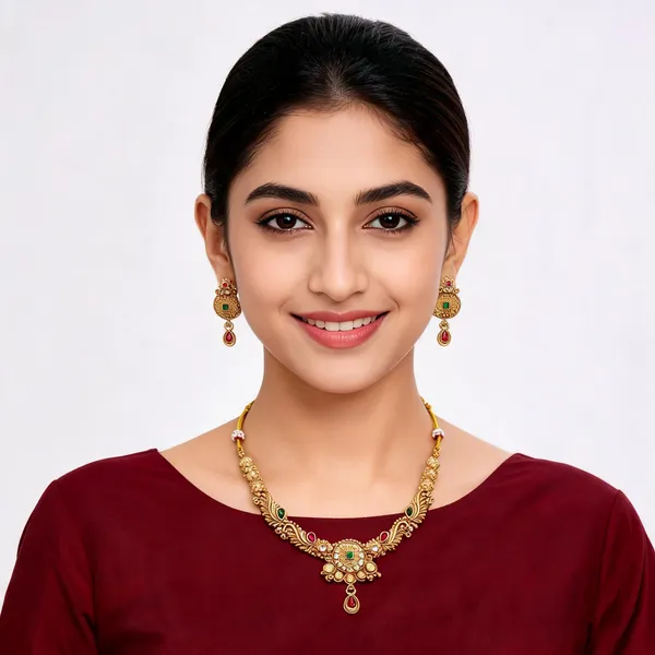 Gold_Brass_Multicolor_Stone_Temple_Necklace_Set_For_Women