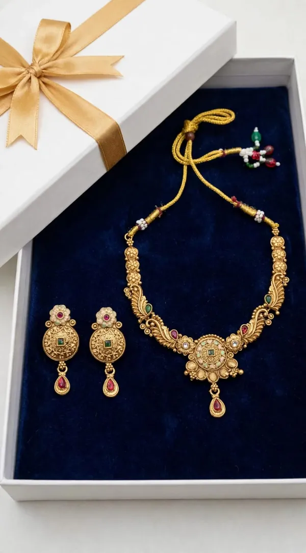 Gold_Brass_Multicolor_Stone_Temple_Necklace_Set_For_Women