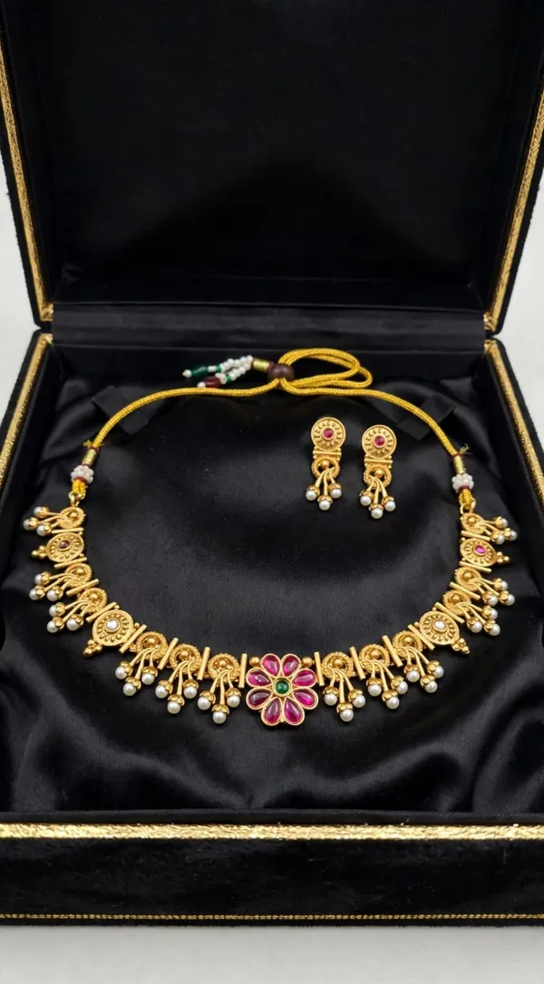 Gold_Brass_Floral_Traditional_Necklace_And_Earrings_Set_For_Women