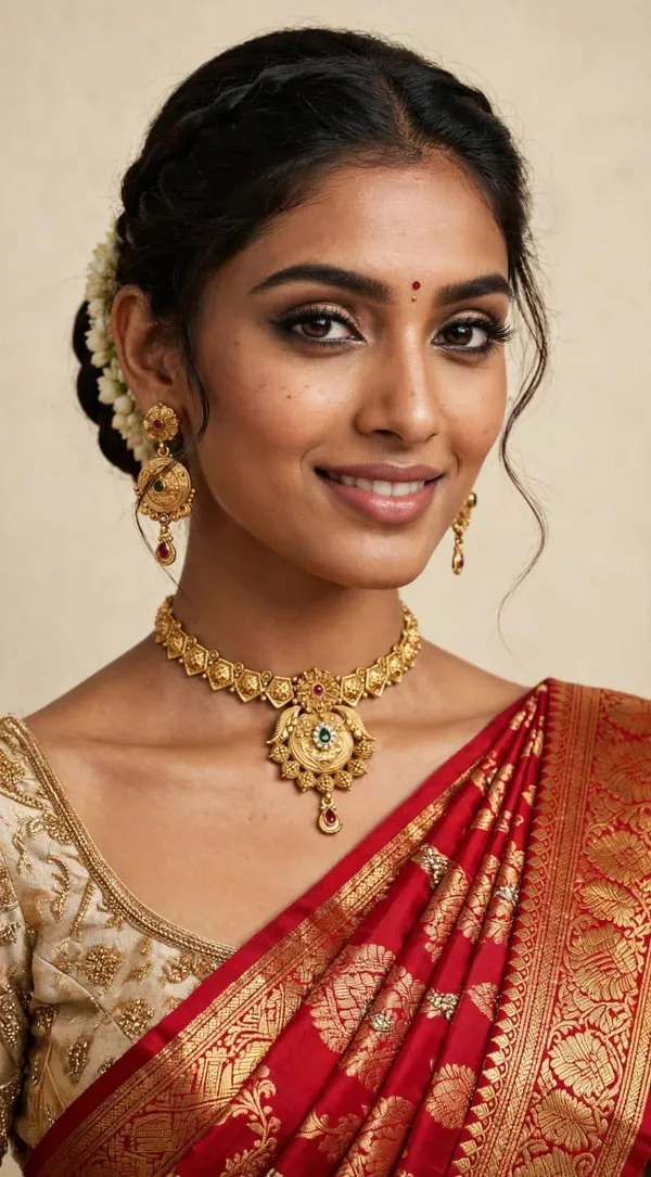 Gold_Brass_Traditional_Necklace_And_Earrings_Set_For_Women