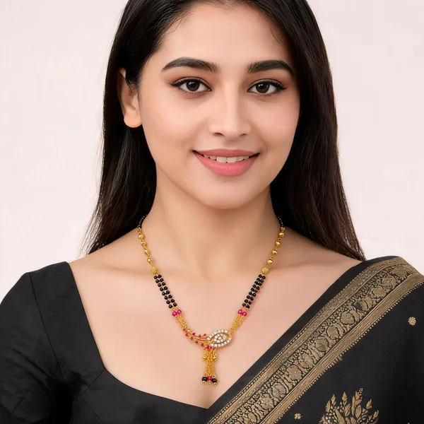 Multicolor_Brass_Black_Pink_Beaded_Mangalsutra_Necklace_For_Women
