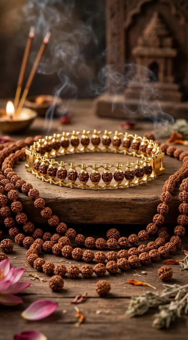 Brown_Rudraksha_Brass_Gold_Tone_Beaded_Bracelet_For_Unisex