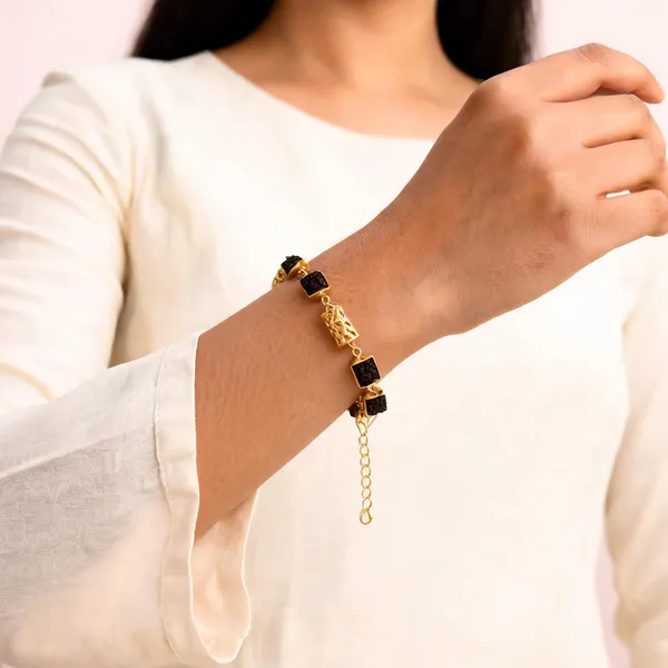 Gold_Brass_5_Mukhi_Rudraksha_Adjustable_Bracelet_For_Unisex