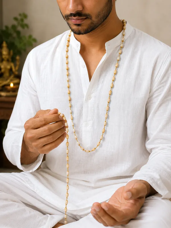 White_Wood_Gold-Tone_Tasbih_Prayer_Bead_Mala_For_Unisex_-_Pack_of_2