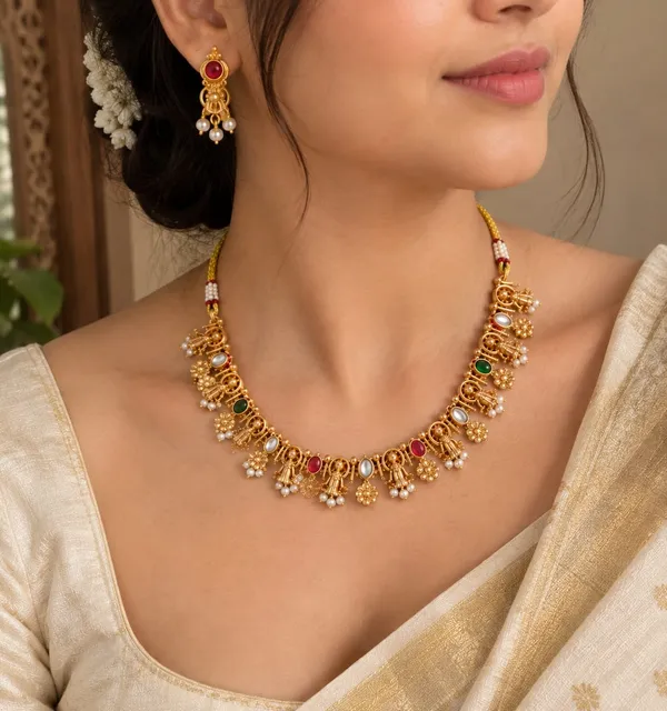 Multicolor_Brass_Traditional_Necklace_And_Earrings_Set_For_Women