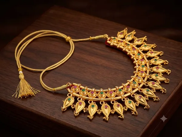 Gold_Brass_Ornate_Teardrop_Traditional_Necklace_For_Women