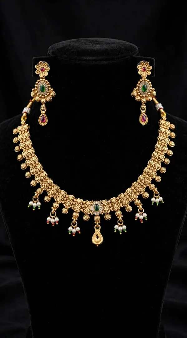 Gold_Brass_Floral_Traditional_Necklace_And_Earrings_Set_For_Women