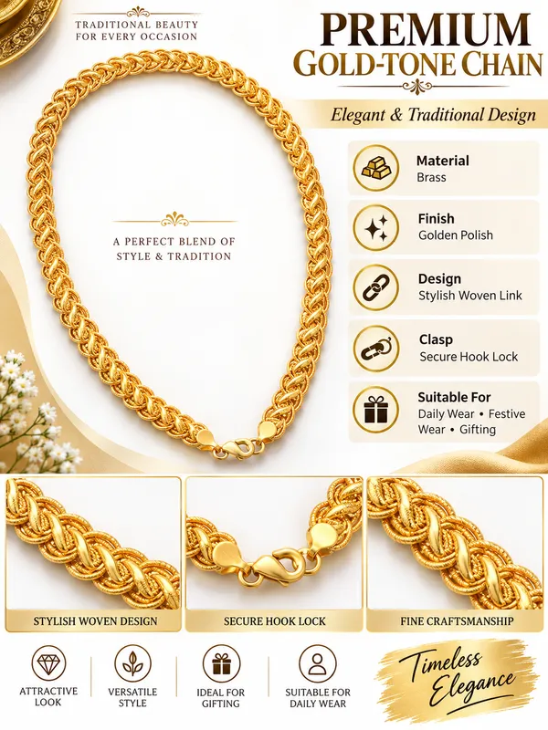 Gold_Brass_Woven_Link_Chain_For_Men