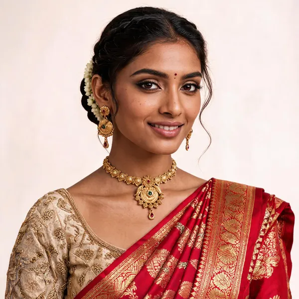 Gold_Brass_Traditional_Necklace_And_Earrings_Set_For_Women