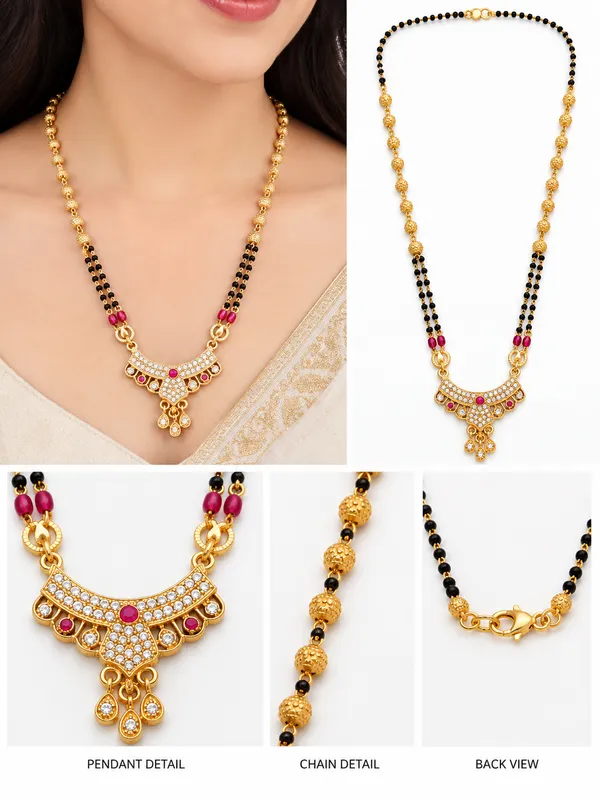 Gold_Black_Brass_Pink_Stone_Mangalsutra_Necklace_For_Women