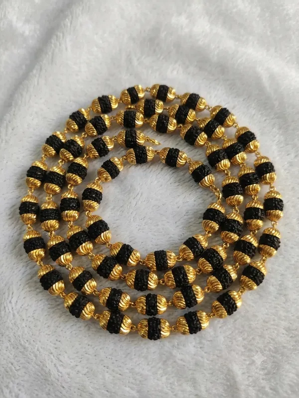 Black_Gold_Brass_5_Mukhi_Rudraksha_54_Bead_Mala_For_Unisex