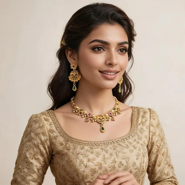 Gold_Brass_Temple_Peacock_Necklace_And_Earrings_Set_For_Women
