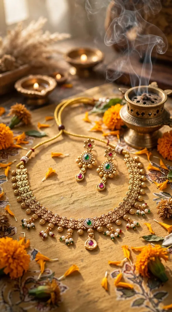 Gold_Brass_Floral_Traditional_Necklace_And_Earrings_Set_For_Women