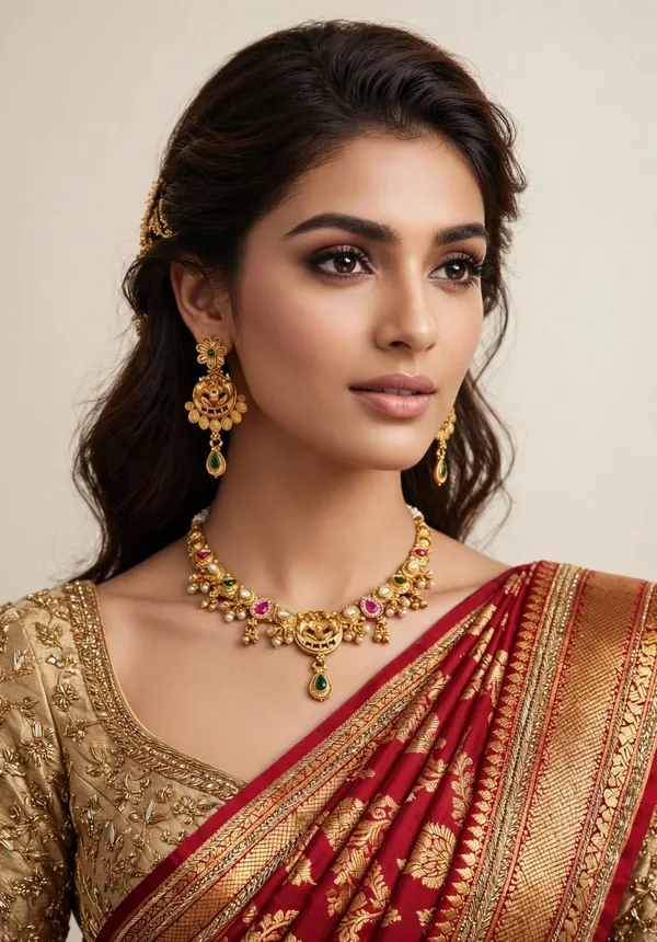 Gold_Brass_Temple_Peacock_Necklace_And_Earrings_Set_For_Women