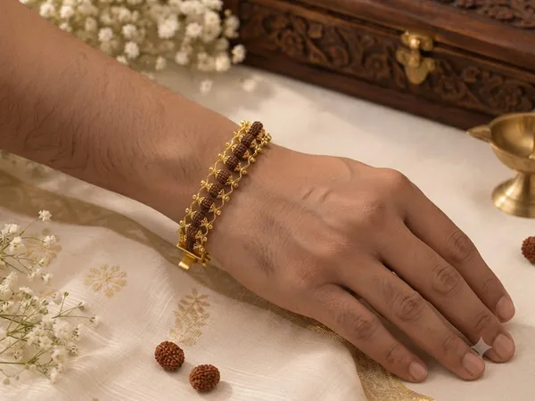 Brown_Rudraksha_Brass_Gold_Tone_Beaded_Bracelet_For_Unisex