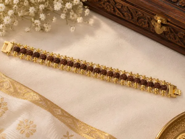 Brown_Rudraksha_Brass_Gold_Tone_Beaded_Bracelet_For_Unisex