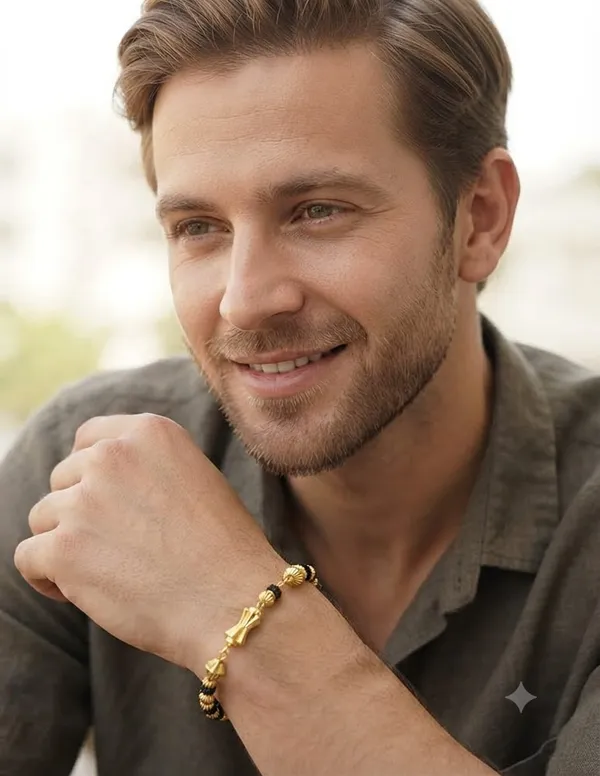 Black_Gold_Brass_Rudraksha_Adjustable_Bracelet_For_Men