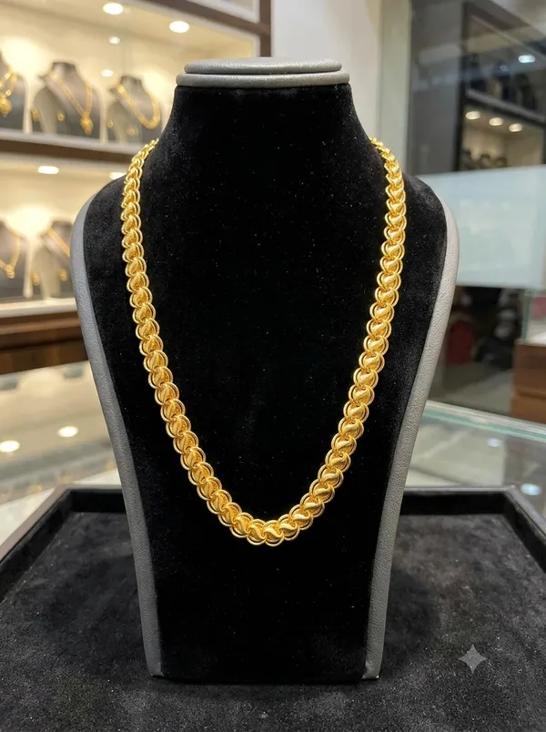 Gold_Brass_Woven_Link_Chain_For_Men