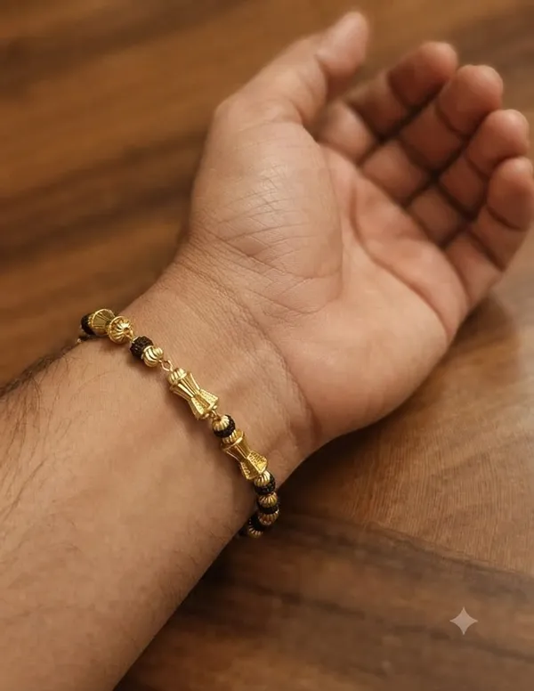 Black_Gold_Brass_Rudraksha_Adjustable_Bracelet_For_Men