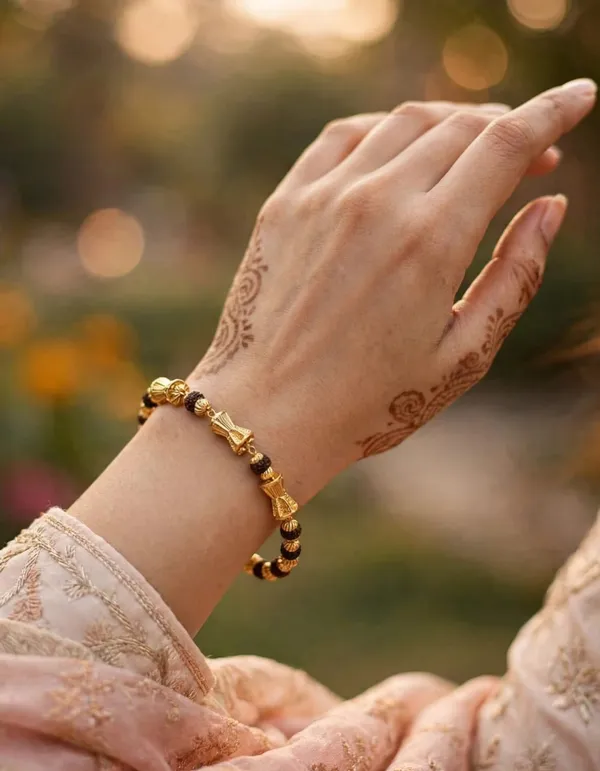 Black_Gold_Brass_Rudraksha_Adjustable_Bracelet_For_Men