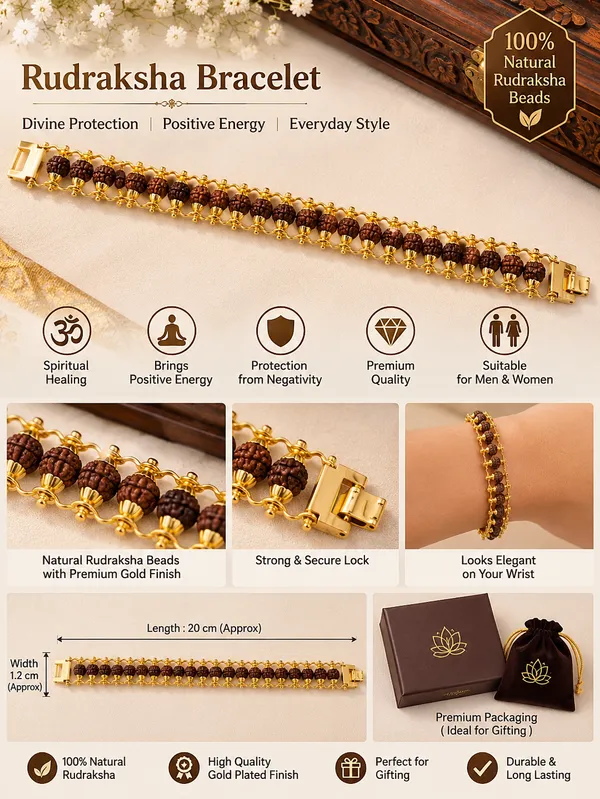 Brown_Rudraksha_Brass_Gold_Tone_Beaded_Bracelet_For_Unisex