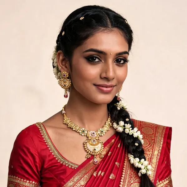 Gold_Brass_Temple_Motif_Necklace_And_Earrings_Set_For_Women