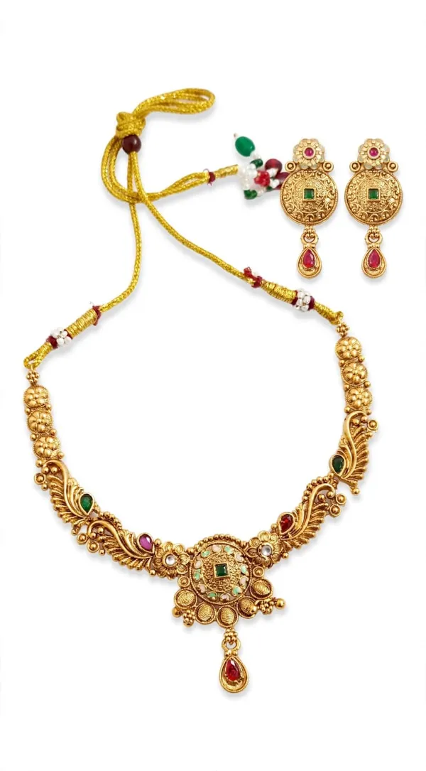 Gold_Brass_Multicolor_Stone_Temple_Necklace_Set_For_Women