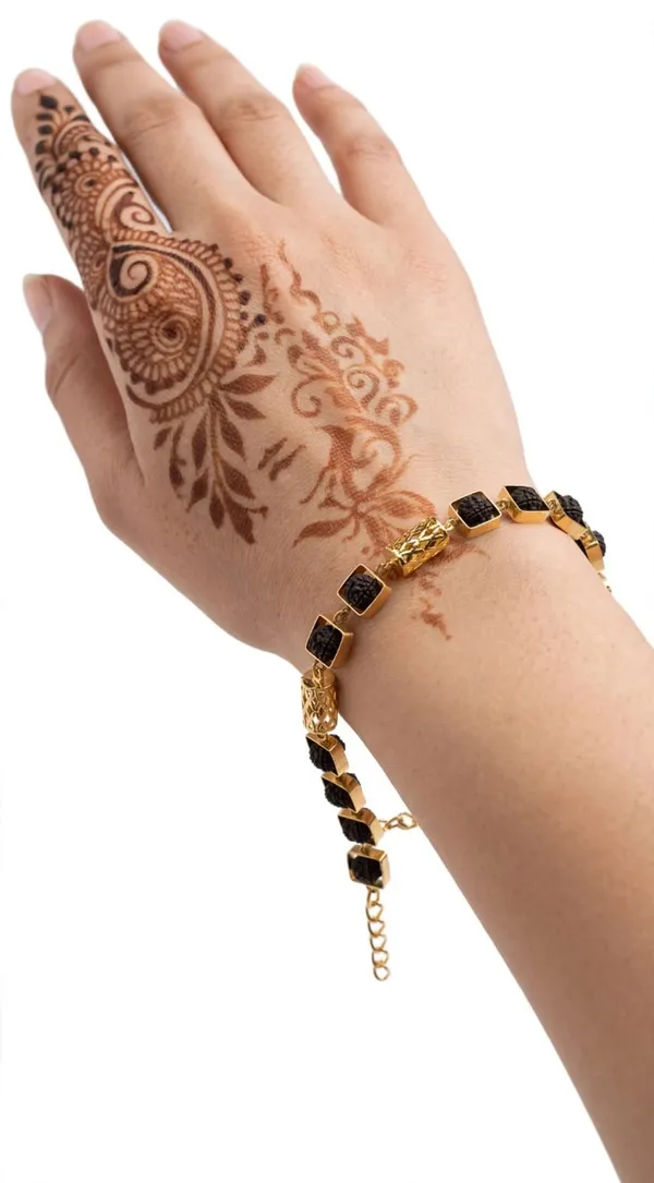 Gold_Brass_5_Mukhi_Rudraksha_Adjustable_Bracelet_For_Unisex