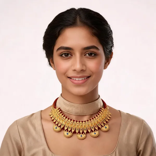 Gold_Brass_Layered_Traditional_Necklace_For_Women