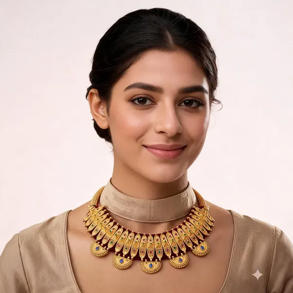 Gold_Brass_Layered_Traditional_Necklace_For_Women