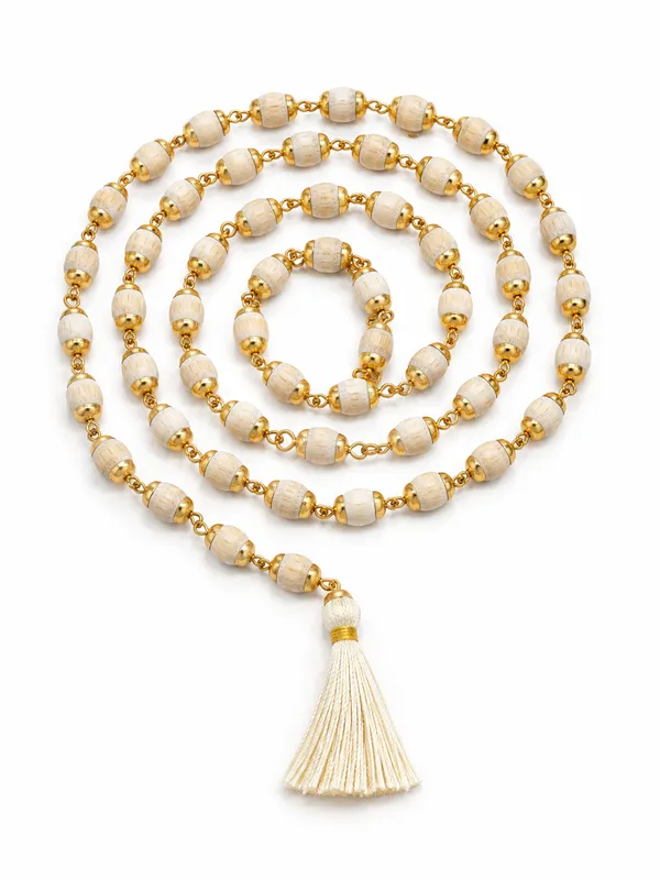 White_Wood_Gold-Tone_Tasbih_Prayer_Bead_Mala_For_Unisex_-_Pack_of_2
