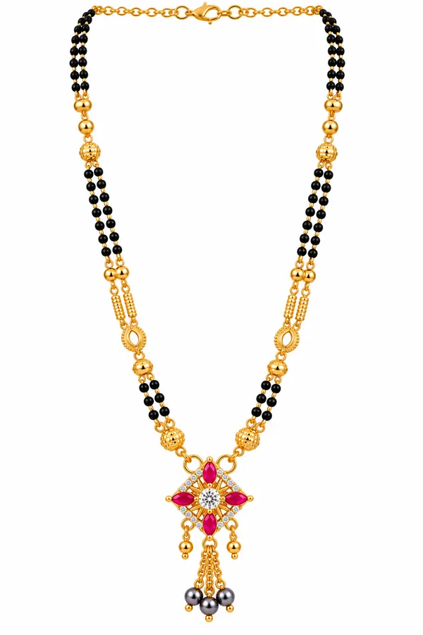Gold_&_Black_Brass_Floral_Stone_Mangalsutra_Necklace_For_Women