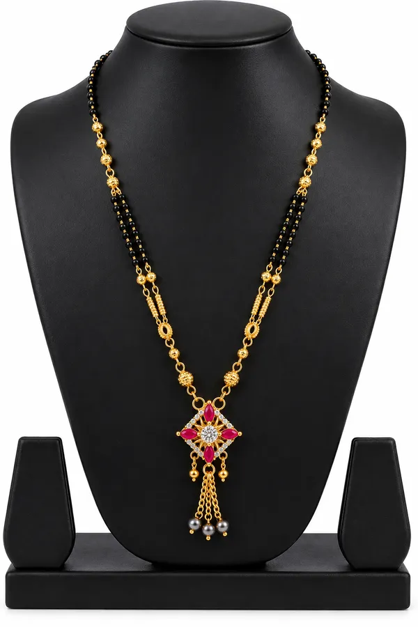 Gold_&_Black_Brass_Floral_Stone_Mangalsutra_Necklace_For_Women