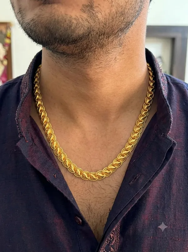 Gold_Brass_Woven_Link_Chain_For_Men