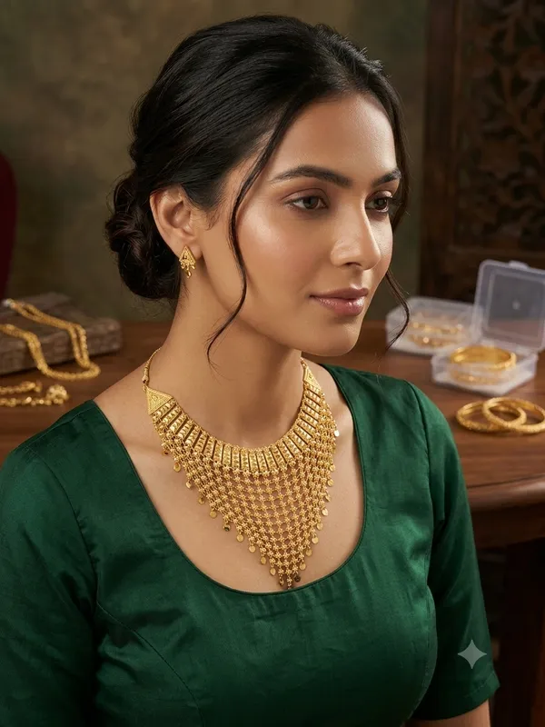 Gold_Brass_Traditional_Coin_Tassel_Necklace_For_Women