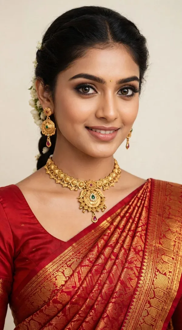 Gold_Brass_Traditional_Necklace_And_Earrings_Set_For_Women