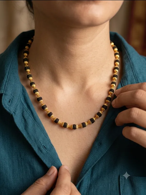 Black_Gold_Brass_5_Mukhi_Rudraksha_54_Bead_Mala_For_Unisex