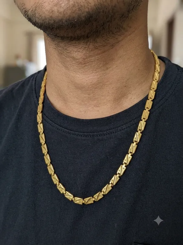 Gold_Brass_Geometric_Link_Chain_Necklace_For_Men