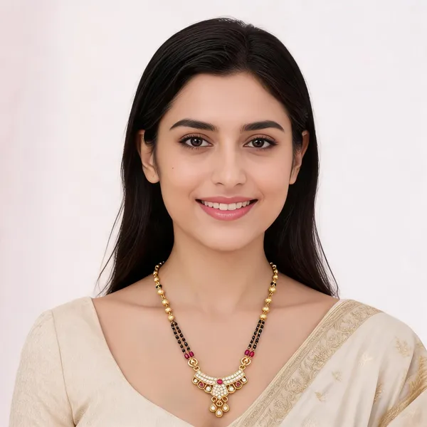Gold_Black_Brass_Pink_Stone_Mangalsutra_Necklace_For_Women