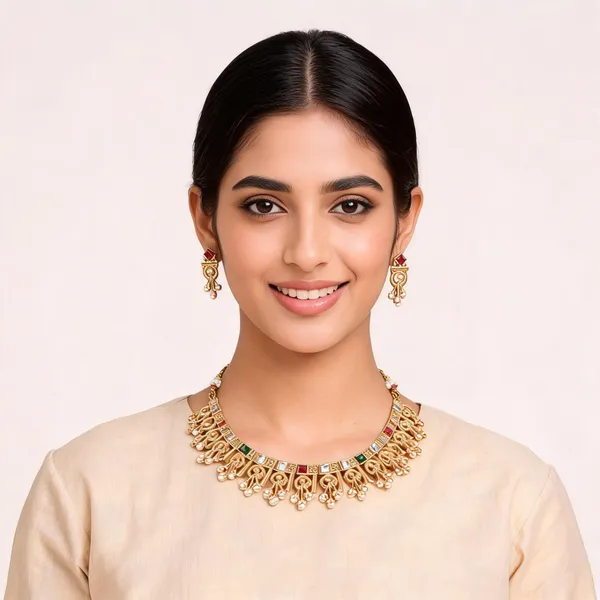 Gold_Brass_Multicolor_Stone_Traditional_Necklace_Set_For_Women