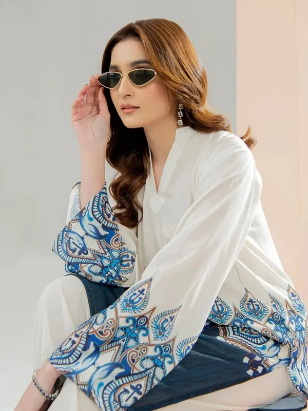 White_Linen_Printed_Kurta_Palazzo_Set_For_Women