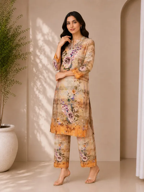 Beige_Rayon_Straight_Printed_Kurta_Set_For_Women