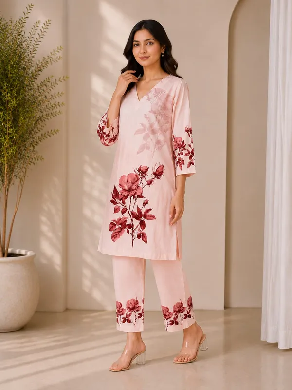 Pink_Rayon_Straight_Floral_Kurta_Set_For_Women