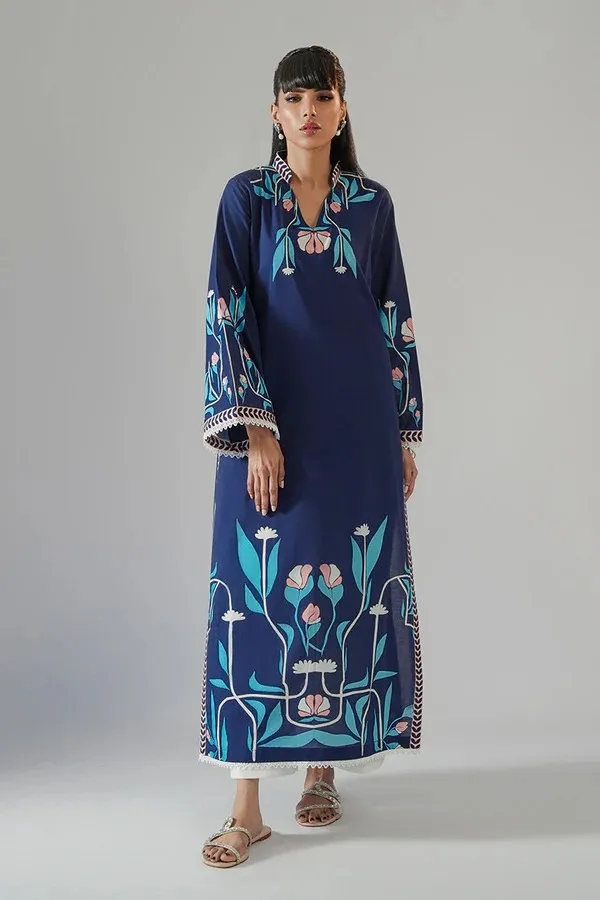 Navy_Korean_Bsy_A-Line_Floral_Print_Kurta_For_Women