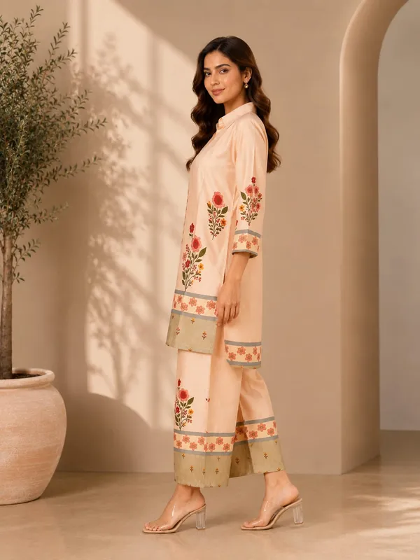 Peach_Rayon_Straight_Kurta_Palazzo_Set_For_Women