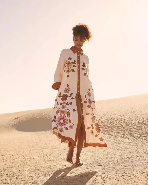 Cream_Linen_Collared_Floral_Straight_Kurta_For_Women