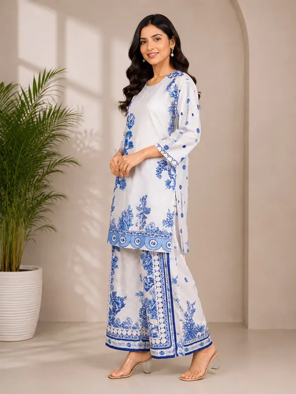 White_Rayon_Straight_Floral_Kurta_Palazzo_Set_For_Women