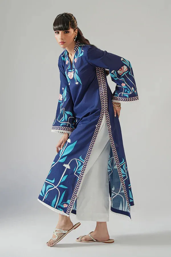 Navy_Korean_Bsy_A-Line_Floral_Print_Kurta_For_Women