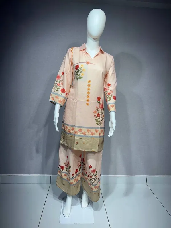 Peach_Rayon_Floral_Print_Straight_Kurta_Palazzo_Set_For_Women